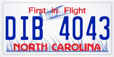 NC license plate DIB4043