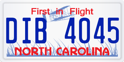 NC license plate DIB4045