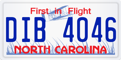 NC license plate DIB4046