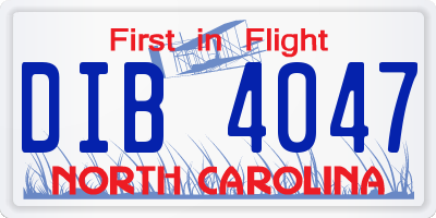 NC license plate DIB4047