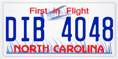 NC license plate DIB4048