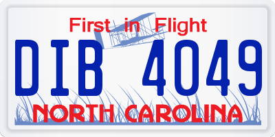 NC license plate DIB4049