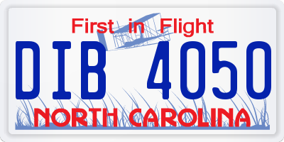 NC license plate DIB4050