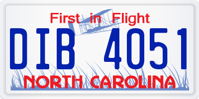 NC license plate DIB4051