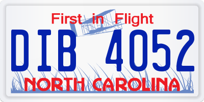 NC license plate DIB4052