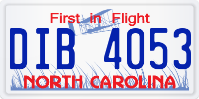 NC license plate DIB4053