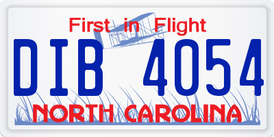 NC license plate DIB4054