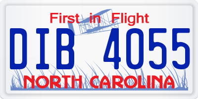 NC license plate DIB4055