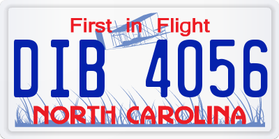 NC license plate DIB4056