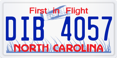 NC license plate DIB4057
