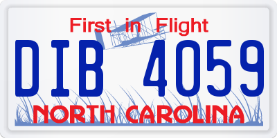 NC license plate DIB4059