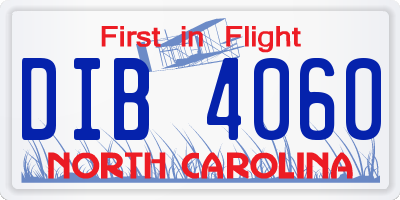 NC license plate DIB4060