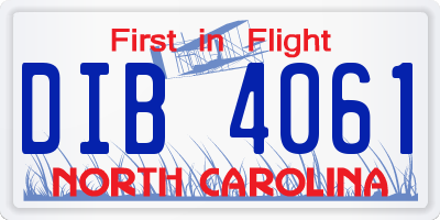 NC license plate DIB4061