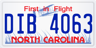 NC license plate DIB4063