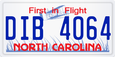 NC license plate DIB4064