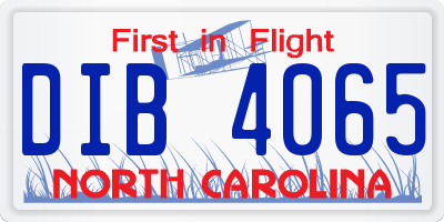 NC license plate DIB4065