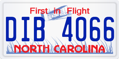 NC license plate DIB4066
