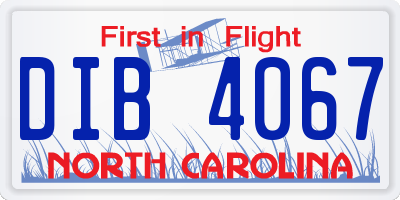 NC license plate DIB4067
