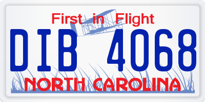 NC license plate DIB4068