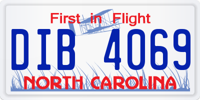 NC license plate DIB4069