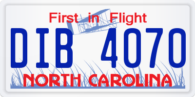 NC license plate DIB4070