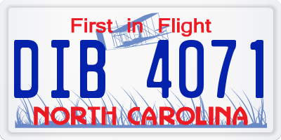NC license plate DIB4071