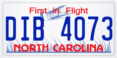NC license plate DIB4073