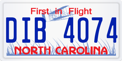 NC license plate DIB4074