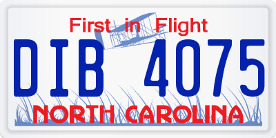 NC license plate DIB4075