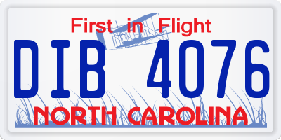 NC license plate DIB4076