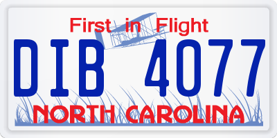 NC license plate DIB4077