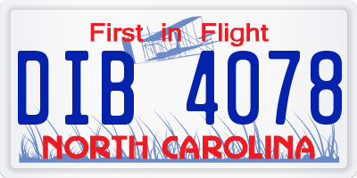 NC license plate DIB4078