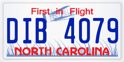 NC license plate DIB4079