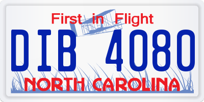 NC license plate DIB4080