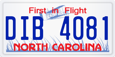 NC license plate DIB4081