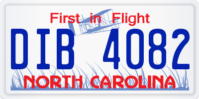 NC license plate DIB4082
