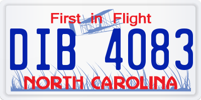 NC license plate DIB4083