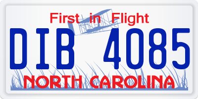 NC license plate DIB4085