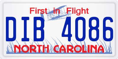 NC license plate DIB4086