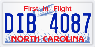 NC license plate DIB4087