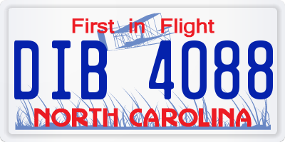 NC license plate DIB4088