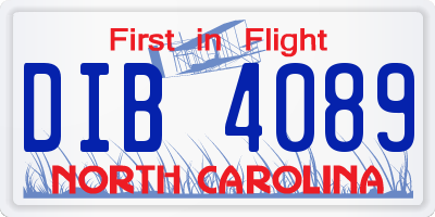 NC license plate DIB4089