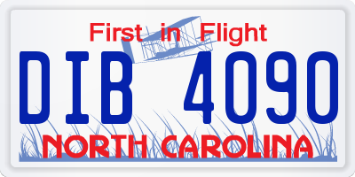 NC license plate DIB4090