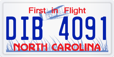 NC license plate DIB4091