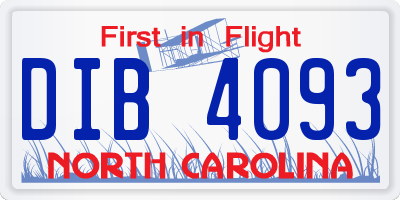 NC license plate DIB4093
