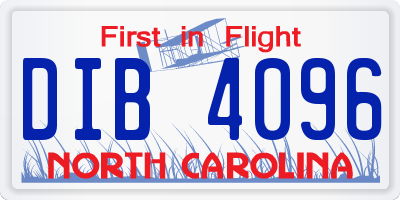 NC license plate DIB4096