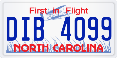 NC license plate DIB4099
