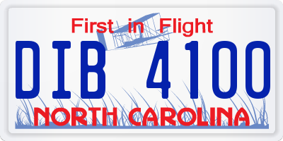 NC license plate DIB4100