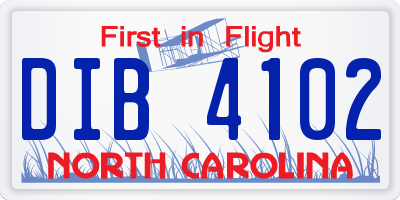 NC license plate DIB4102