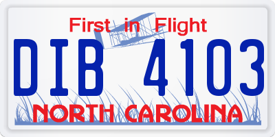 NC license plate DIB4103